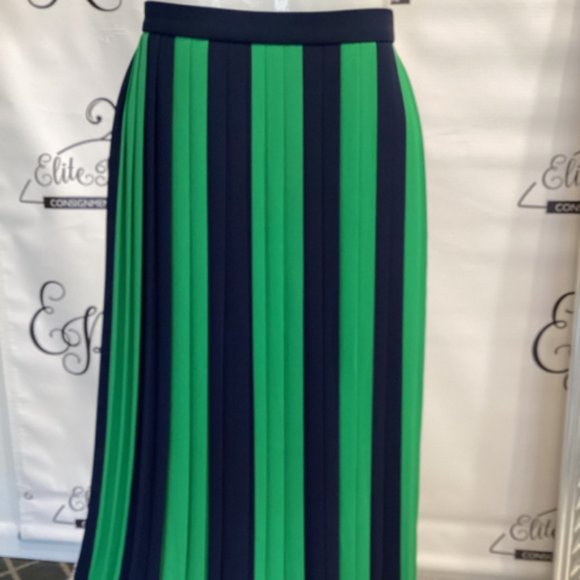 J. Crew Dresses & Skirts - J Crew Sz 2 Green & Navy Striped Skirt